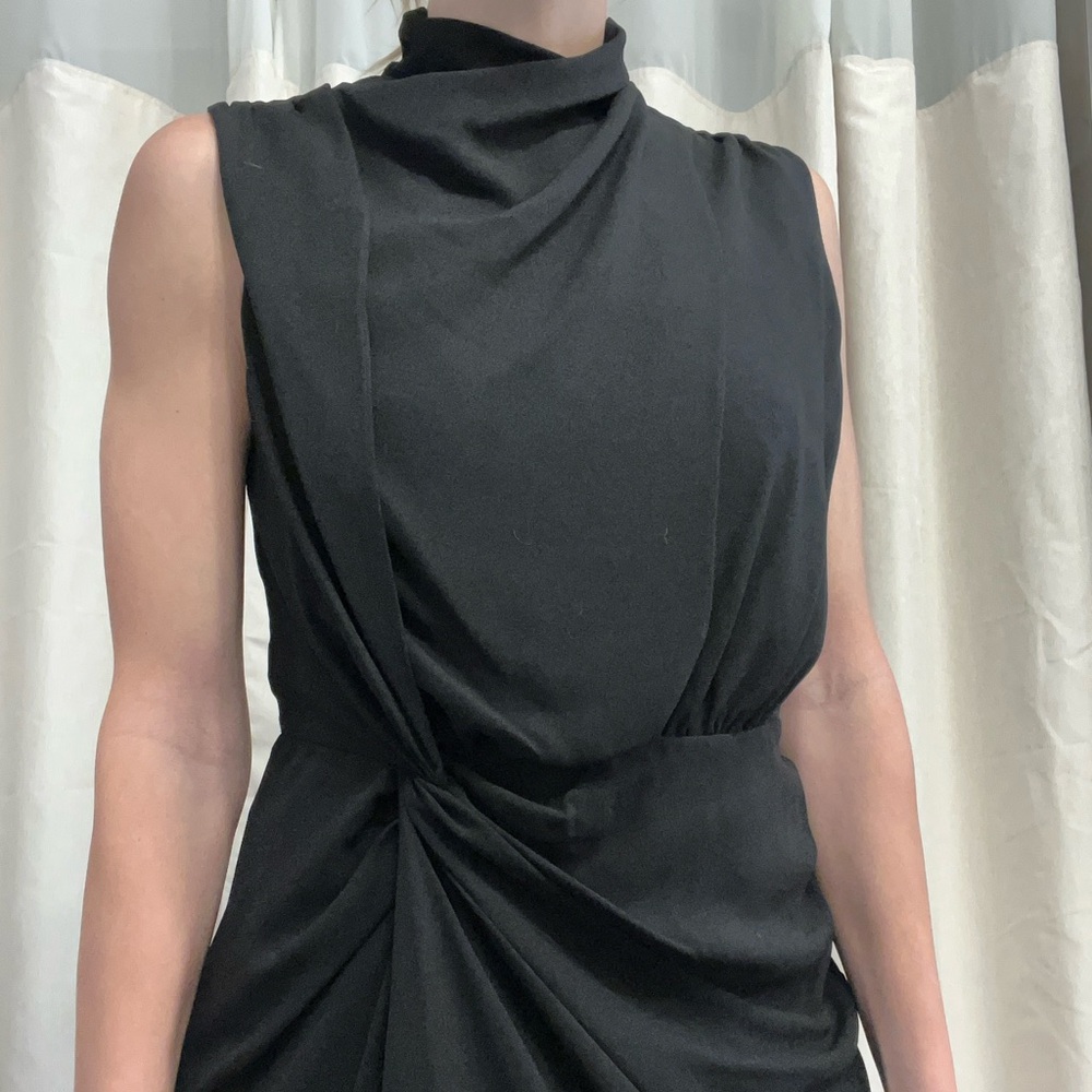 Haute Hippie Black Sheath Mock Neck Backless Mini Cocktail Dress Size L - Picture 4 of 12